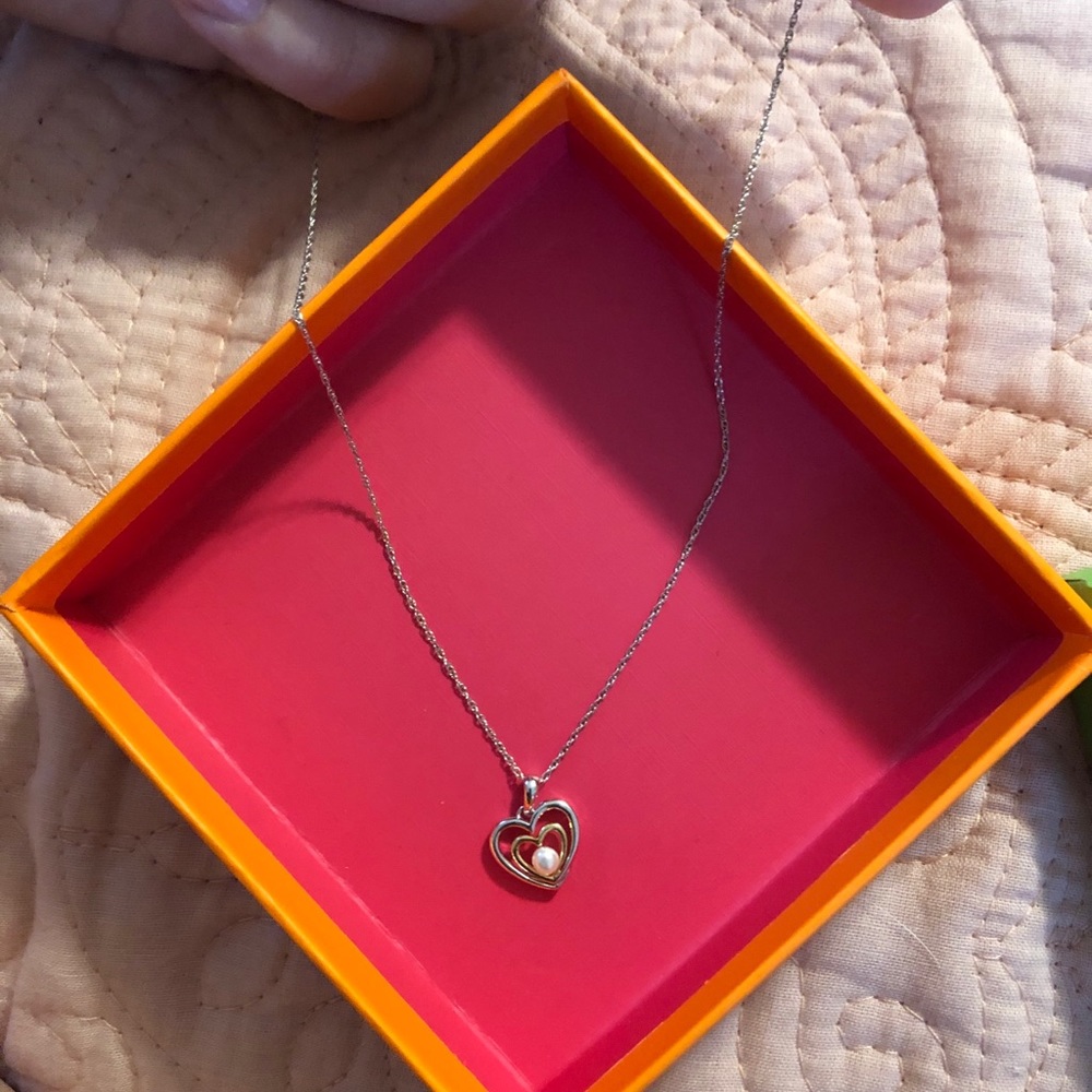 Double Heart and Pearl Necklace